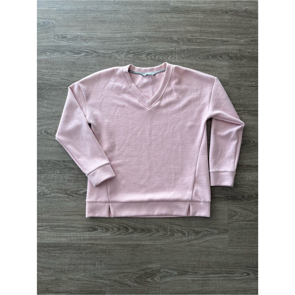 Marc New York V Neck Sweater Womens L Dusty Pink Ribbed Long Sleeve Sweatshirt